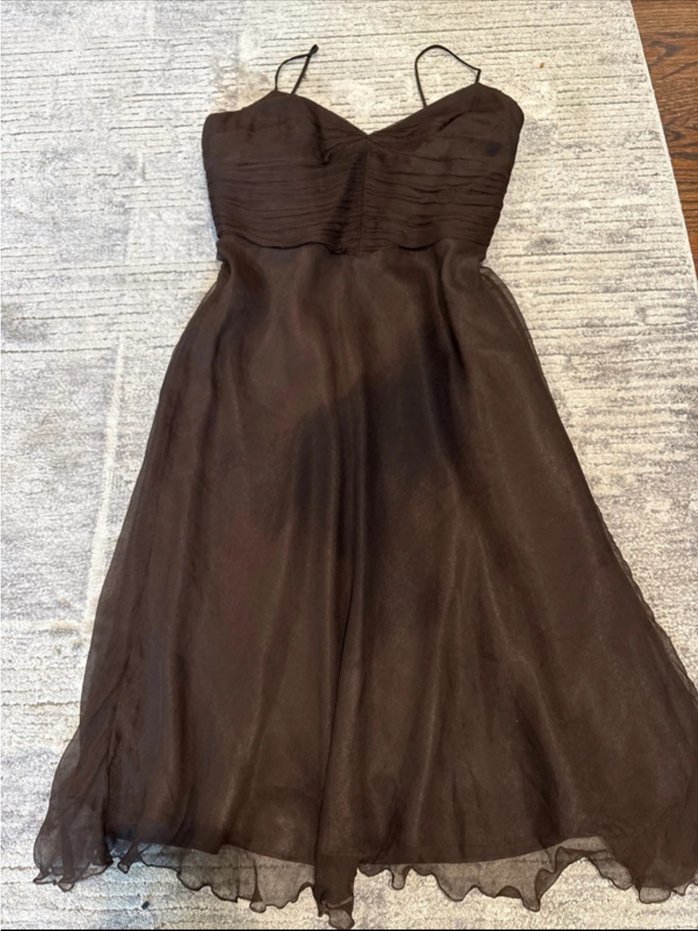 Laundry By Shelli Segal Brown Spaghetti Strap Midi Dress